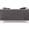 Wide Sofa With Jeweled Buttons, Square Arm, 2 Pillows - Gray - Image 5