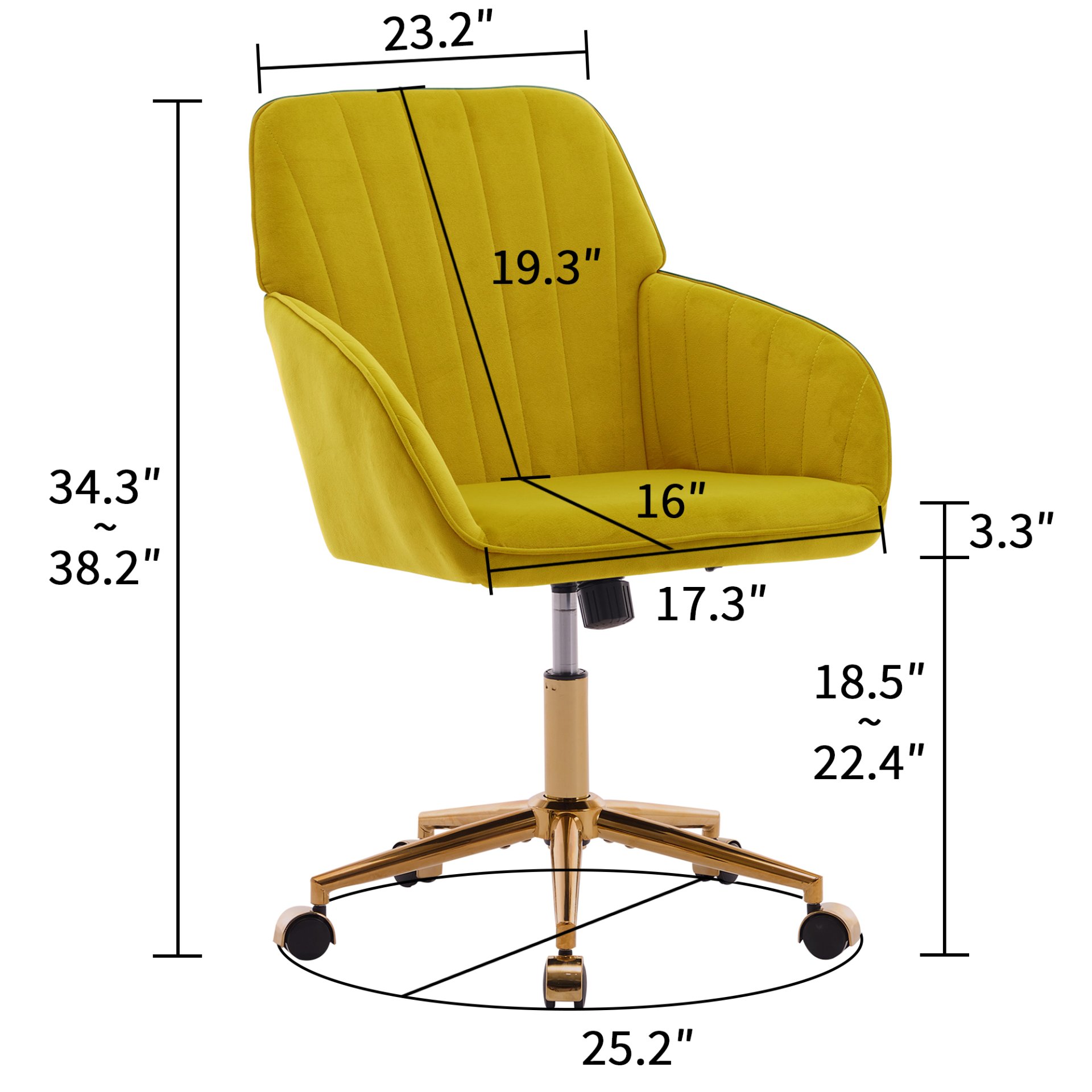 Swivel Office Chair - Bright Yellow / Gold - Image 11