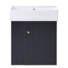 Modern Floating Bathroom Vanity With Ceramic Basin, Perfect For Small Bathrooms, Left Side Storage - Black - Image 8