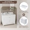 43" Bathroom Vanity With Artificial Marble Carrara Top Set, Multi Functional Bathroom Cabinet With Doors And Drawer - White - Image 7