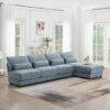 Oversized Deep Seat Sectional Sofa With Reversible Chaise, Loop Yarn Fabric 5 Seat Armless Indoor Furniture, Convertible L-Shaped Couch - Blue - Image 11