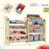 Kids Bookshelf Toy Storage Organizer With 17 Bins And 5 Bookshelves, Multi-Functional Nursery Organizer Kids Furniture Set Toy Storage Cabinet Unit With HDPE SheLF And Bins - Light Green - Image 4