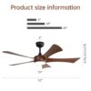 Modern Ceiling Fan With 3 Color Dimmable 5 ABS Blades Remote Control Reversible DC Motor With LED Light - Black - Image 8