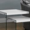Nesting Table, Side, End, Accent, Glossy Contemporary & Modern (Set of 2) - White - Image 2