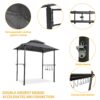 Outdoor Grill Gazebo 8 X 5 Ft With Double Tier Canopy, Steel Frame, Bar Counters & Hook - Gray - Image 4