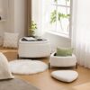 Upholstered Storage Ottoman Set With Metal Legs Coffee Table With Reversible Lid - Ivory - Image 5