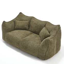Comfortable Dual Beanbag Chair With High Resilience Foam Core For 2 People In - Olive Green