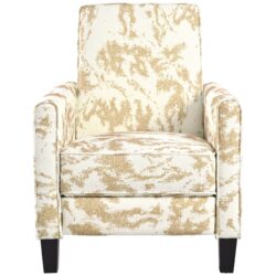 Upholstered Push Back Recliner Chair - White / Yellow