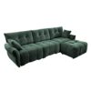 Stylish 3 Seater Sofa Set With Ottoman And Pillows, Textured, High Resilience Cushions - Green - Image 15