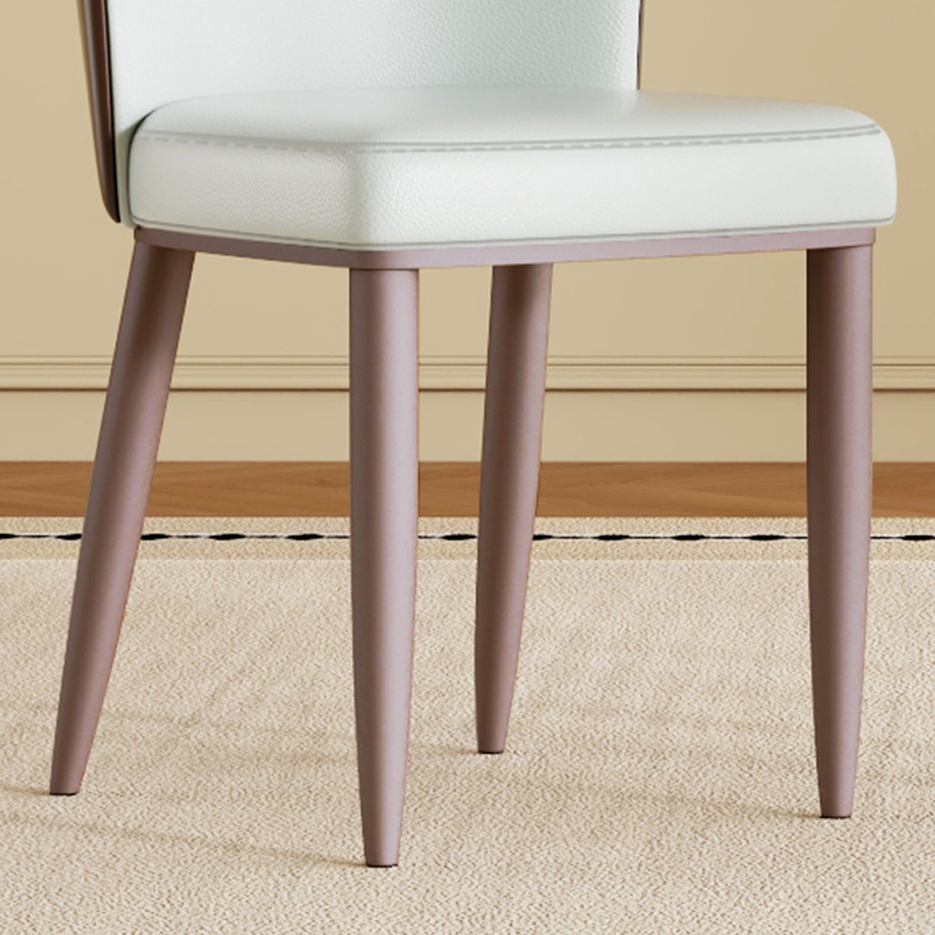 Dining Chair With Carbon Steel Legs, Comfortable Seating, (Set of 2) - White - Image 7