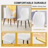 4 Modern Dining Chairs With Stylish Patterned Backrest And Black Metal Legs - White - Image 9