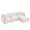 Modular Sectional Sofa Set With Movable Ottoman - Beige - Image 13