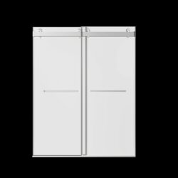 Frameless Double Sliding Soft-Close Shower Door, 3 / 8" Thick SGCC Tempered Glass Door - Brushed Nickel