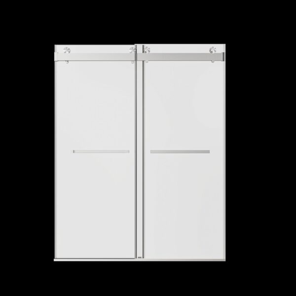 Frameless Double Sliding Soft-Close Shower Door, 3 / 8" Thick SGCC Tempered Glass Door - Brushed Nickel