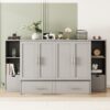 Full Size Murphy Bed With Shelves, Drawers And USB Ports - Gray - Image 13