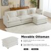 Modern Sofa Modular Sofa Couch Upholstered Corduroy, L Shape Sectional Sofa With Side Storage Pockets For Living Room - Beige - Image 14