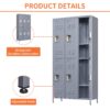 6 Door Lockers With Lock For Employees, Storage Cabinet For Home, Gym, Office, School, Garage - Gray - Image 5