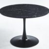 42.1" Tulip Table Mid-Century Dining Table For 4-6 People With Round MDF Table Top, Pedestal Dining Table, End Table Leisure Coffee Table - Black - Image 5