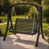 Stylish Larch Wood Swinging Loveseat For Outdoor Relaxation - Gray - Image 2