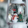 Christmas Plastic / Resin Lantern With Snowman & Tree LED / Water Spinning / 6 Hours Timer, 3*AA Batteries Required - White / Multi - Image 11