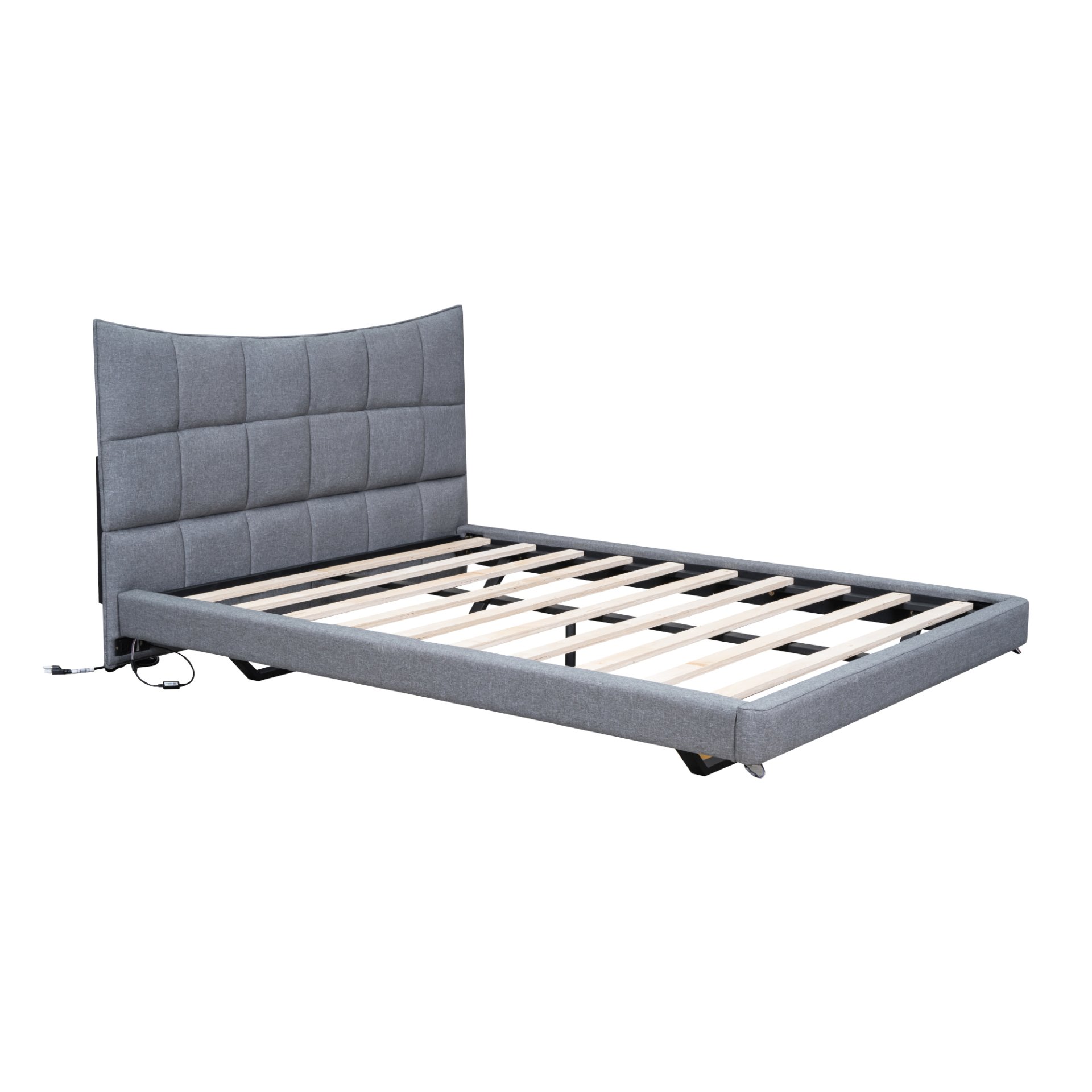 Full Size Upholstered Platform Bed With LED Lights, USB Ports And Outlets - Gray - Image 8