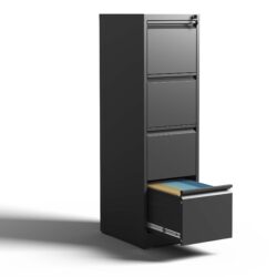 Steelcraft Pro 4 Drawer Metal Vertical File Cabinet With Lock For A4 Legal / Letter Size, Metal - Brushed Nickel