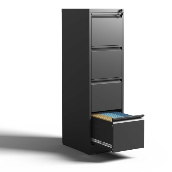Steelcraft Pro 4 Drawer Metal Vertical File Cabinet With Lock For A4 Legal / Letter Size, Metal - Brushed Nickel