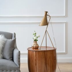 Drum Side Table With Tray Style Top - Brown