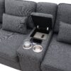 Upholstered Sofa With Console, 2 Cupholders And 2 USB Ports Wired Or Wirelessly Charged, Modern Linen Fabric Couches With 4 Pillows (4 Seat) - Dark Gray - Image 16