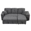 Reversible Sleeper Sectional Sofa Bed With Side Shelf And 2 Stools, Pull-Out L-Shaped Sofa Bed, Corner Sofa-Bed With Storage Chaise Left / Right Hande For Living Room - Blue / Black - Image 16