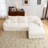 Shaped Sectional Sofa, Full Compression 3 Seater Cloud Couch With Chaise Sofa For Living Room, Ultra Soft Deep Seat Modular Sofa - Beige - Image 4