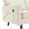 Mid Century Modern Loveseat Sofa With USB, Removable Pillow Cover - Beige - Image 24