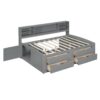 Full Size Daybed With 2 Bedside Cabinets, Upper Shelves And 4 Drawers - Gray - Image 20