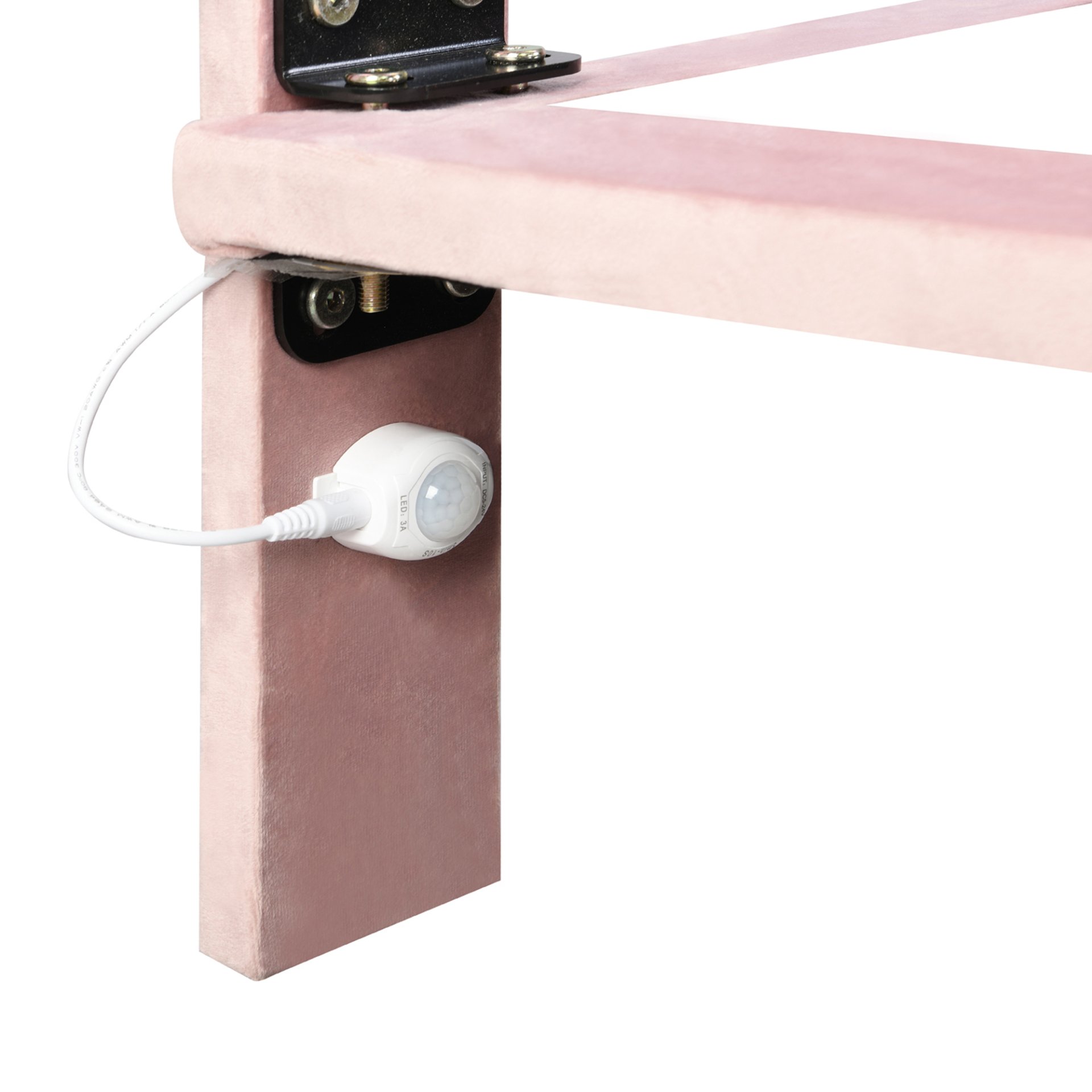 Queen Size Upholstered Bed With Sensor Light And Headboard, Floating Platform Bed - Pink - Image 10