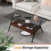 Rectangle Coffee Table With Tempered Glass Top And Brown MDF Shelf, Modern Table For Living Room - Gray - Image 6