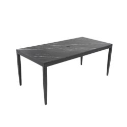 Outdoor Modern Patio Dining Table, Post Tapered Legs Seats 6, Weatherproof & Rust Free - Ember Black