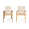 Belfast - Dining Chair (Set of 2) With Frame And Textile For Outdoor Use - Teak / Beige - Image 4