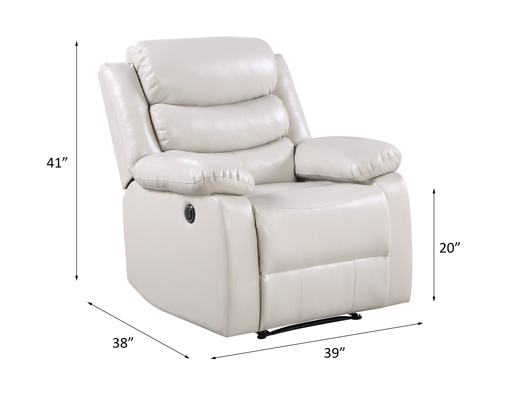 Eilbra - Synthetic Leather Power Motion Recliner - Beige - Image 10