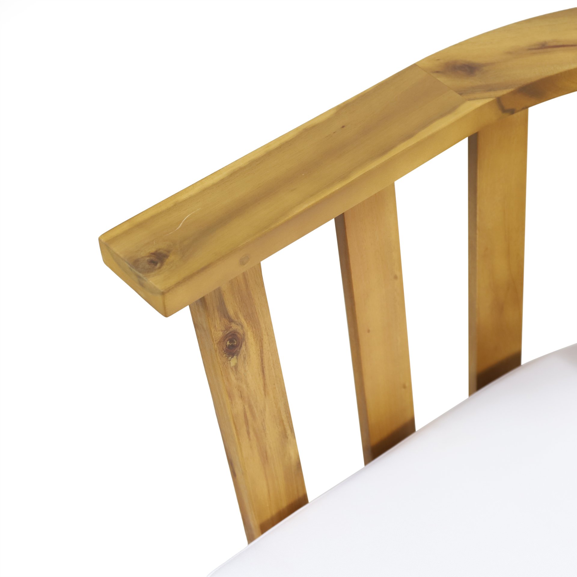 3 Piece Patio Furniture Set, Outdoor Acacia Wood Patio Club Chair With Table, Wooden Patio Furniture, Waterproof Thick Cushion Deep Seating For Porch - Teak / White - Image 14