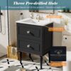 Bathroom Vanity Cabinet With Ceramic Sink Combo Set, Frame Modern Bathroom Storage Cabinet With 2 Drawers - Black - Image 7