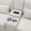 Upholstered Sofa With Console, 2 Cupholders And 2 USB Ports Wired Or Wirelessly Charged, Modern Linen Fabric Couches With 4 Pillows (4 Seat) - Beige - Image 23