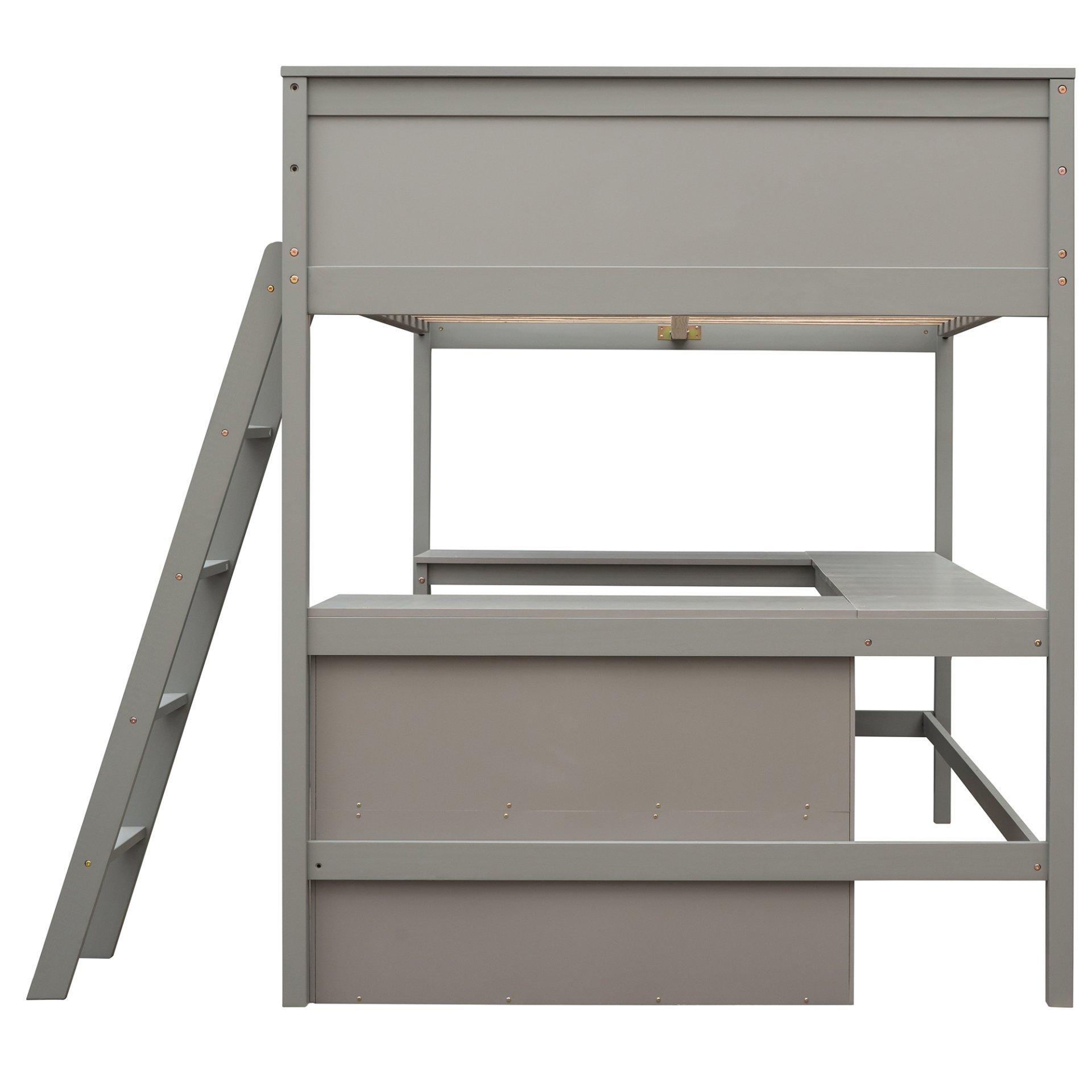 Full Size Loft Bed With Shelves With Desk - Gray - Image 18