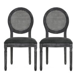 French Country Dining Chairs (Set of 2) With Retro Elegance - Gray