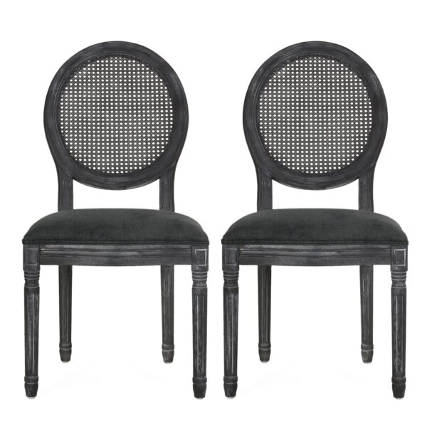 French Country Dining Chairs (Set of 2) With Retro Elegance - Gray