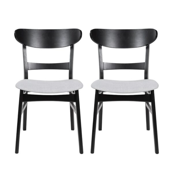 Dining Chair (Set of 2), Mid Century Dining Chairs With Cushioned Seats And Wood Frame - Light Gray / Black
