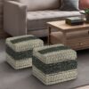 Grady - Square Pouf - Green / Natural - Image 5