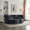 Floor Sofa With 2 Pillows, Convertible Plush Corduroy Foam Filled Sleeper Sofa Bed - Dark Gray - Image 5