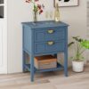 2 Drawer Side Table, American Style, End Table, Suitable For Bedroom - Blue - Image 5