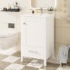 20" Bathroom Vanity With Sink, Soft Close Drawers, Door Organizer, Divider Drawer, Adjustable Foot Pads - White - Image 4