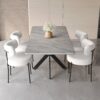 Modern Extendable Dining Table Set With Curved Backrest Upholstered Chairs - Gray / White - Image 10